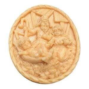 Vintage Nativity Scene Hand Carved Look Holy Family Holiday Pin/Brooch JB7